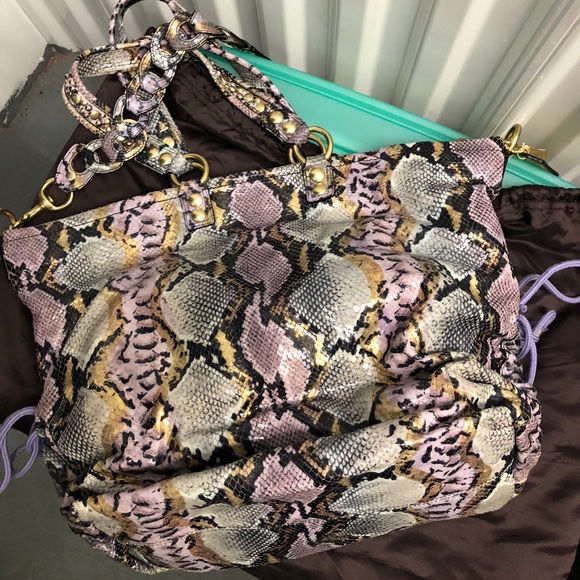 RARE 2005 Python Coach Leather Studded Tote - Picture 5 of 6